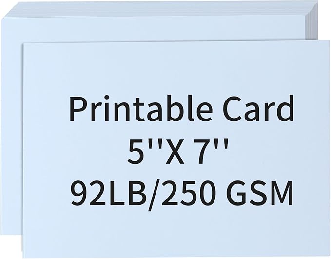50 Pack 5x7 White Cardstock Paper, Thick Index Card for Printer, 92lb/250GSM Heavyweight Blank Card, Postcards, Wedding Invitation, DIY Crafting, Greeting Card Making