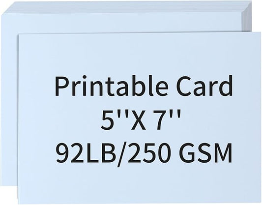 50 Pack 5x7 White Cardstock Paper, Thick Index Card for Printer, 92lb/250GSM Heavyweight Blank Card, Postcards, Wedding Invitation, DIY Crafting, Greeting Card Making