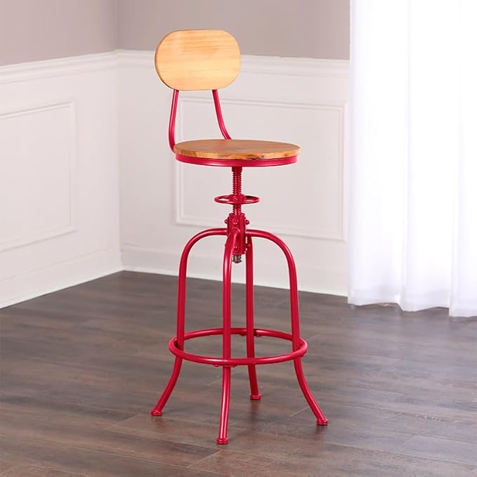 The Lakeside Collection Adjustable Swivel Stool with Back - Red