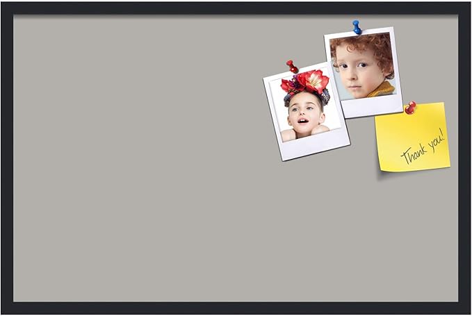 PinPix 34x22 Inch Cork Bulletin Board. This Decorative Framed Pin Board Comes with Dark Stone Design and a Satin Black Frame. Ideal for Home Office Decor or Message Board (PinPix-1808)