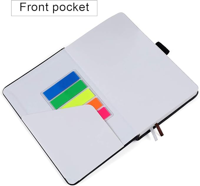 Vanpad (2 Pack) Pocket Notebook Small Hardcover Note Book 3" x 5.5", Mini Ruled Lined Journal, Leather Cover, with Pen Holder, Page Marker Ribbons, Inner Pockets, Black