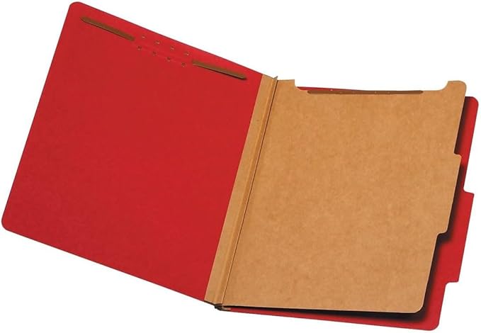 Pendaflex® Classification Folders, Standard, 1 Divider, Embedded Fasteners, 2/5 Cut Tab, Bright Red, Letter, 10/BX (23731)