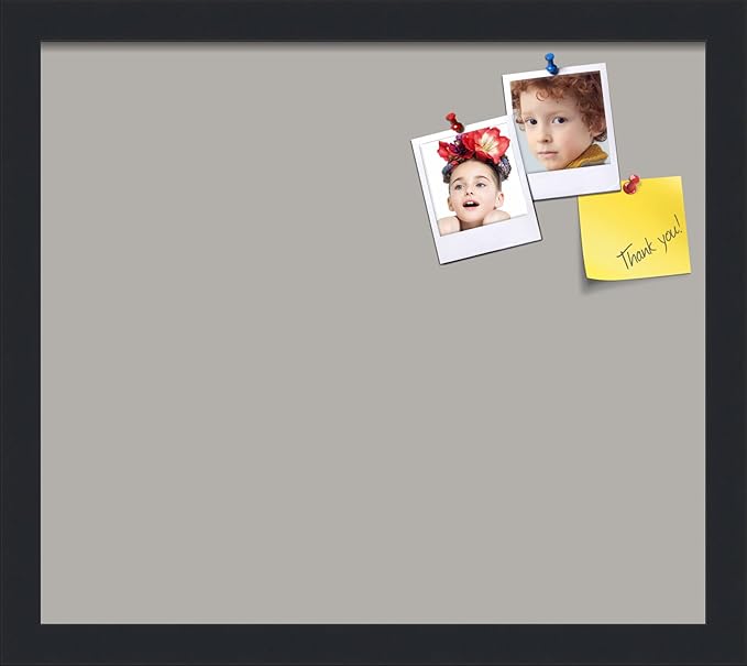 PinPix 16x14 Inch Cork Bulletin Board. This Decorative Framed Pin Board Comes with Dark Stone Design and a Satin Black Frame. Ideal for Home Office Decor or Message Board (PinPix-1808)