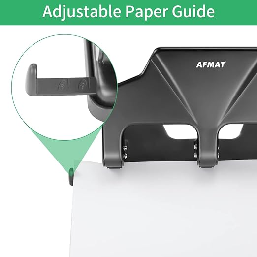 Heavy Duty 3 Hole Punch, 40-Sheet Heavy Duty Paper Punch, 50% Reduced Effort 3-Hole Punch, AFMAT Metal Hole Puncher 3 Ring, Three-Hole Paper Puncher w/Large Chip Tray for Classroom, Office, Silver