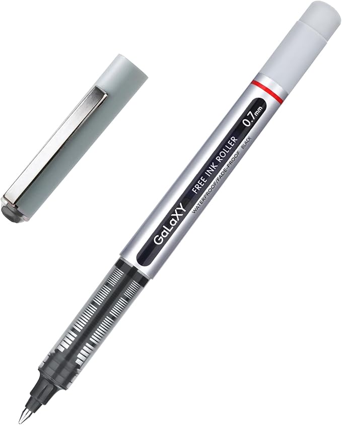 EYEYE Black Rollerball Pens 12 Pack 0.7mm Medium Point Fine Tip Pens Quick Dry Liquid Ink Pens Smooth Writing Pens for Journaling Note Taking Office School Supplies