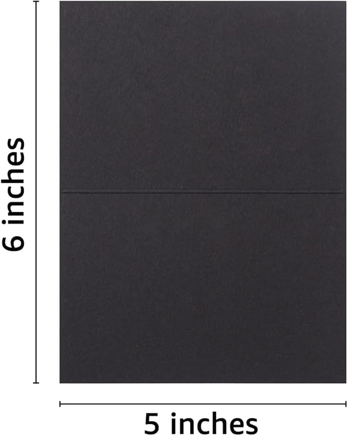 50 Pack Blank Cards Folded Cardstock Thank You Blank Greeting Cards for Invitations, Wedding, Greeting Cards, All Occasion DIY (Black, 3x5)