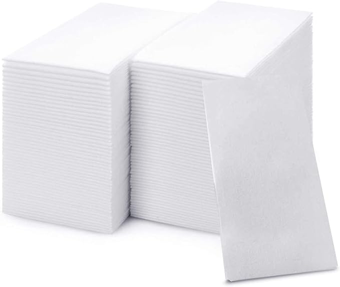 200 Paper Towels Cloth-Like Hand Tissue Paper Napkins, Disposable Hand Towels for Bathroom Guests, Disposable Face Towel for Guest, Washcloths or Dinner Napkin, Made in USA, White