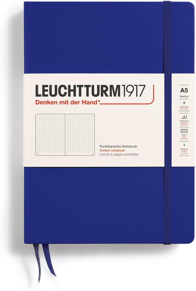 LEUCHTTURM1917 - Notebook Hardcover Medium A5-251 Numbered Pages for Writing and Journaling (Ink, Dotted)