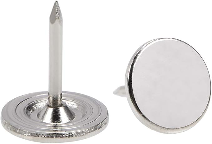 uxcell Upholstery Nails Tacks 11mmx13mm Flat Head Furniture Nails Pins Silver Tone for Furniture Sofa Headboards, 100 Pcs
