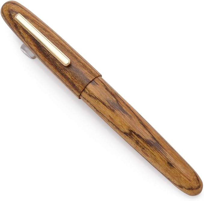 JINHAO 9056 Natural Wood Fountain Pen Handmade Ink Pen (Tiger Wood, Fine Nib 0.5mm)