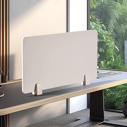 4PCS Desk Divider Office Partitions 23.6''x15.8'' Freestanding Desk Privacy Panel Protective Acrylic Partitions with Clips for Office School Call Center-Noise and Visual Guard