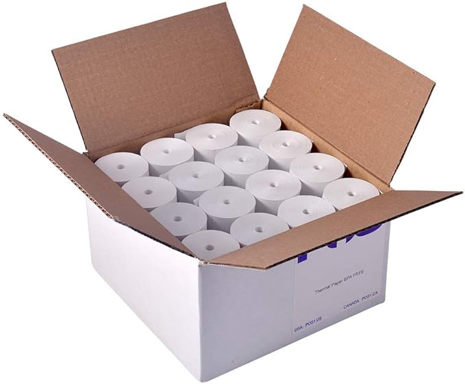 4 3/8 x 125 feet x 16 rolls CORELESS BPA Free Thermal Paper Rolls for Zebra QLn420 and Star TSP800 Mobile Thermal Receipt Printers. 50mm diameter
