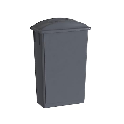 23 Gallon Gray Slim Jim Trash Can with Flat Lid with Handle