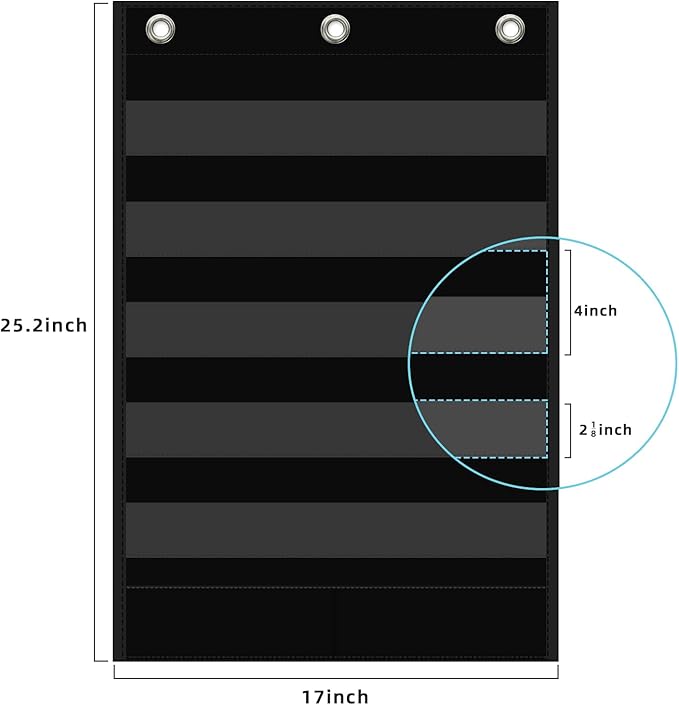 5+1 Pockets Standard Pocket Chart, Clear 5 Pockets Words Chart with Extra Storage Pocket for School Home Office Use,Standard Size:25.2” x 17” Letter Cards, Word Wall and Sentence Strips.
