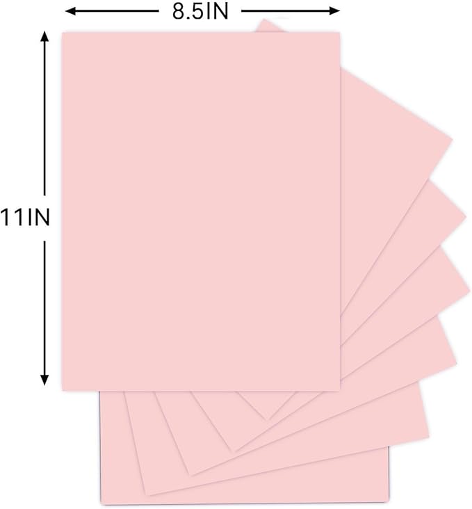 25Sheets Light Pink Cardstock Paper, 8.5 x 11 Card stock for Cricut, Thick Construction Paper for Card Making, Scrapbooking, Craft 90 lb / 250 gsm (Light Pink)…
