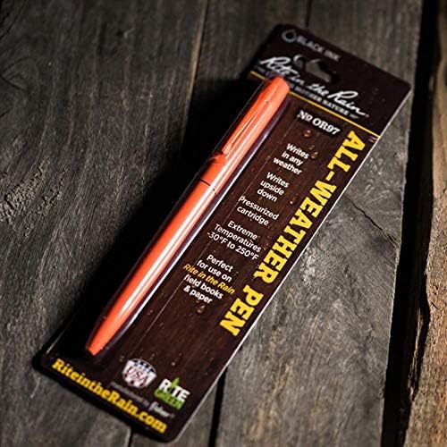 Rite In The Rain Rite in the Rain Weatherproof Orange Metal Retractable Ballpoint Pen - Black Ink (No. OR97), Orange Barrel / Black Ink
