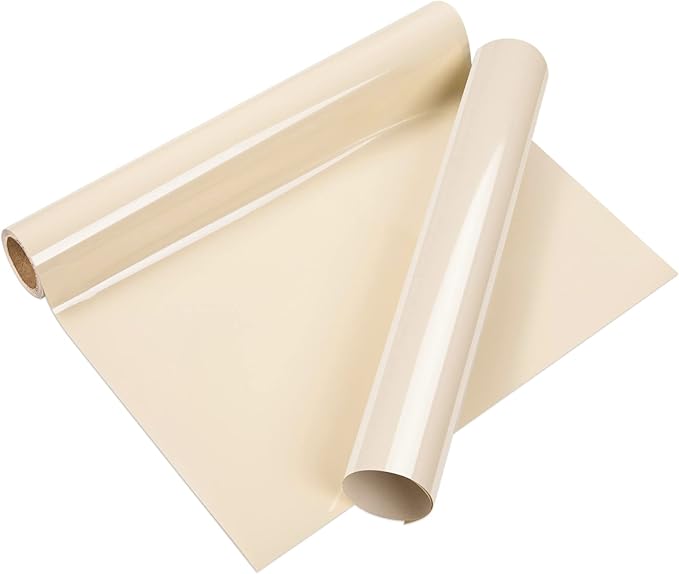 VINYL FROG Heat Transfer Vinyl Roll HTV Vinyl - 12"x5ft Cream Iron on Vinyl for T-Shirts, Heat Press Vinyl for DIY Craft Designs (Cream)