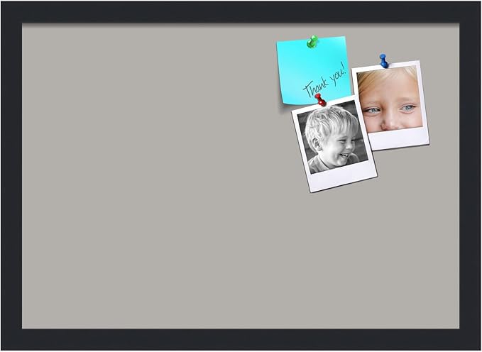 PinPix 20x14 Inch Cork Bulletin Board. This Decorative Framed Pin Board Comes with Dark Stone Design and a Satin Black Frame. Ideal for Home Office Decor or Message Board (PinPix-1808)