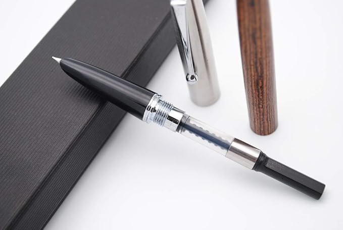 JINHAO 51A Wooden Fountain Pen Steel Cap (Tiger Wood, Extra Fine Nib 0.38mm)