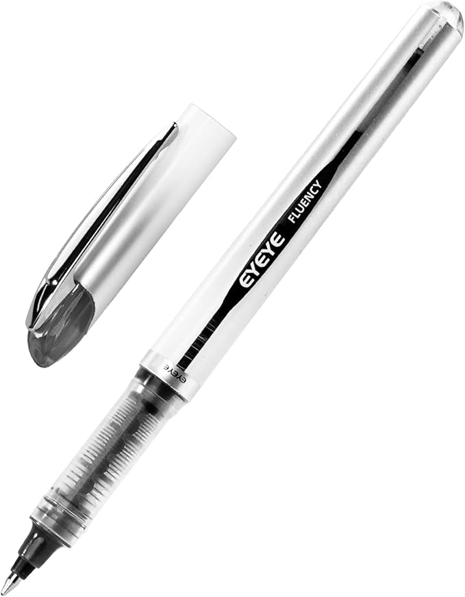 EYEYE 0.7mm Rollerball Pens Fine Point, 6 Pack of Pen Black Roller Ball Medium Point Quick Dry, Liquid Ink Pen Fine Point Smooth Writing Pens for Journaling, Note Taking, Office, School Supplies