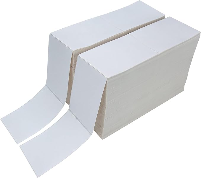 L LIKED 270000 Fanfold 4" x 6" Direct Thermal Labels With Perforated Line for Thermal Printers - Compatible With Zebra & Rollo Printer