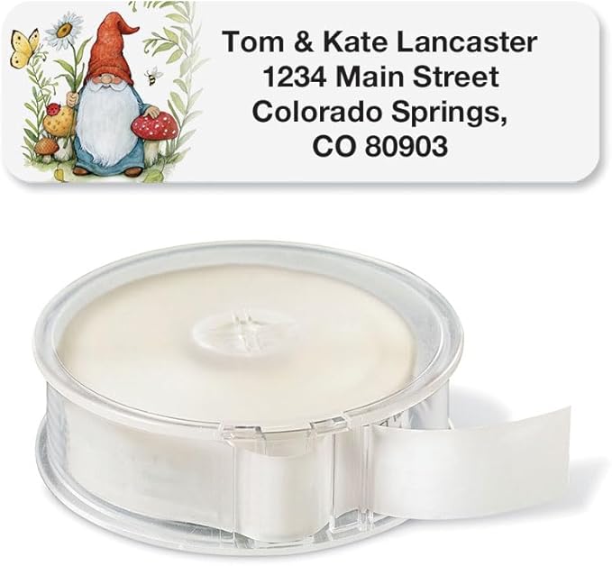 Colorful Images Forest Gnomes Rolled Personalized Return Address Mailing Labels with Dispenser, Customize with Name & Shipping Address, 250 ¾” x 2½” Self Adhesive, Easy Peel Label Roll