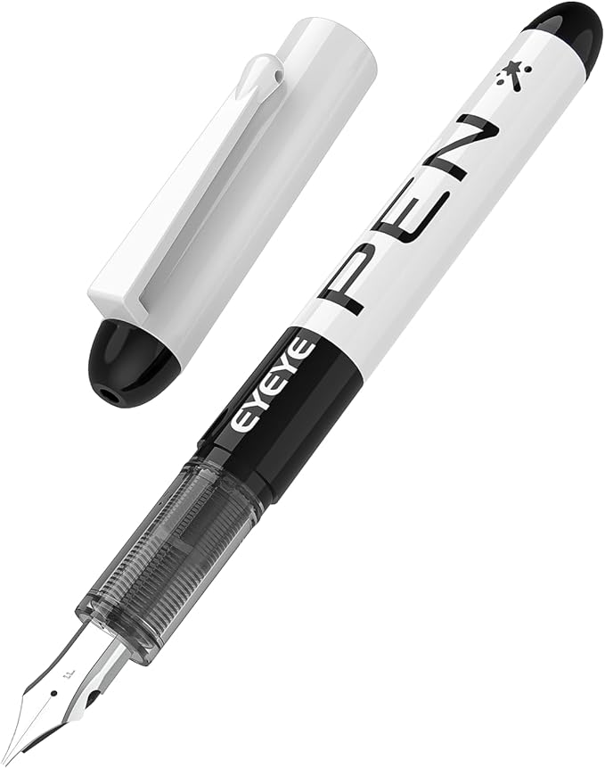 EYEYE Disposable Fountain Pens, 8 Pack 3 Colors Fine Point Pens Stainless Steel Nib, Fountain Pens Smooth Writing for Calligraphy, Journaling, Drafting, Sketching, Doodling & Office Supplies