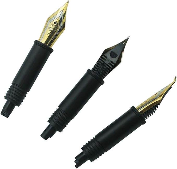 Set of 3 Hongdian Fountain Pen Nibs Gold Trim (Fine, Extra Fine and Bent Nib) for Black Forest 1850, M2, 1851, 1843, 6013, 517D, 517S, 525,H1, H3, A3, 1843 and 920 Series
