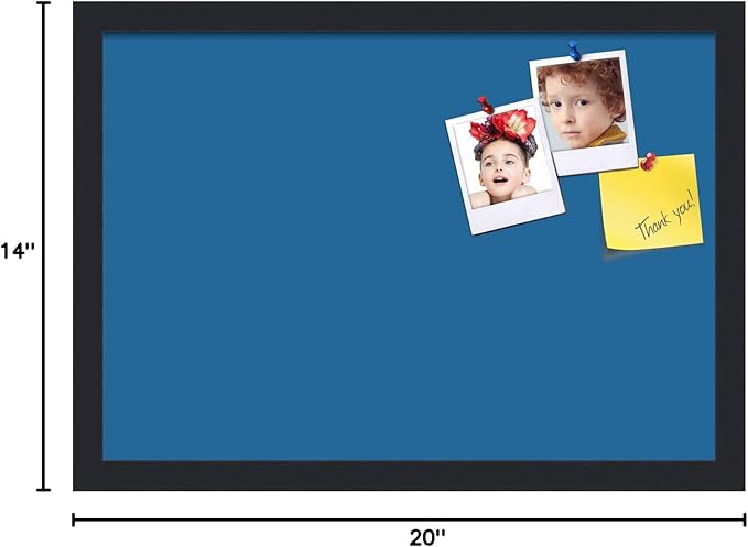 PinPix 20x14 Inch Cork Bulletin Board. This Decorative Framed Pin Board Comes with Navy Pastel Design and a Satin Black Frame. Ideal for Home Office Decor or Message Board (PinPix-1811)