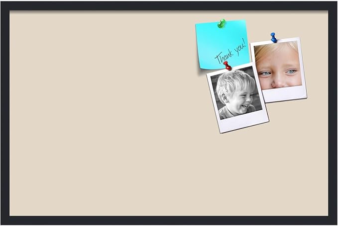 PinPix 34x22 Inch Cork Bulletin Board. This Decorative Framed Pin Board Comes with Desert Pastel Design and a Satin Black Frame. Ideal for Home Office Decor or Message Board (PinPix-1815)