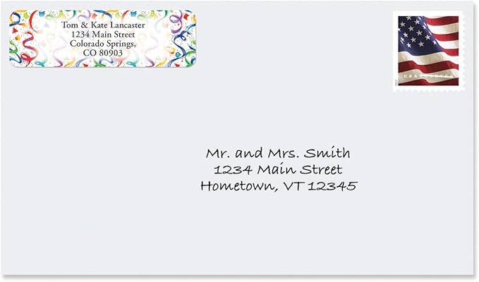 Colorful Images Birthday Surprise Rolled Personalized Return Address Mailing Labels with Dispenser, Customize with Name & Shipping Address, 125 ¾” x 2½” Self Adhesive, Easy Peel Label Roll