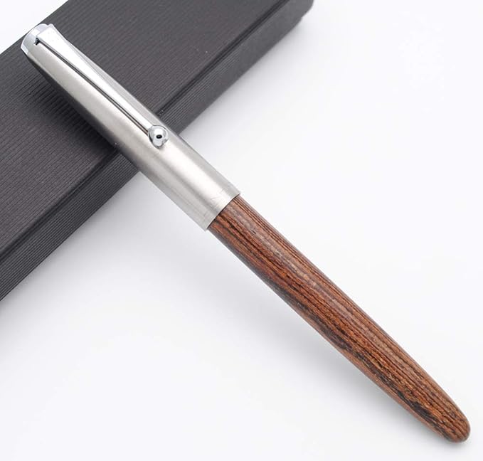 JINHAO 51A Wooden Fountain Pen Steel Cap (Tiger Wood, Extra Fine Nib 0.38mm)