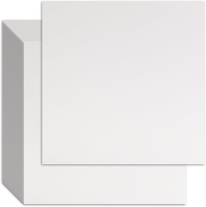 25 Pcs Book Board, Binder Board, Cover Board, Heavy Duty Chipboard for Book Binding, DIY Cardboard (White, 12 x 12 Inch 80PT)