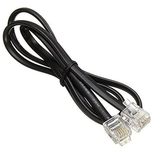Telephone Line Cable, 3ft/1m Phone Cord Wire Male to Male RJ11 6P4C Modular Plug Modular Jack Ends Works for Phone, Modem, Fax Machine, Landline Telephone (Black)