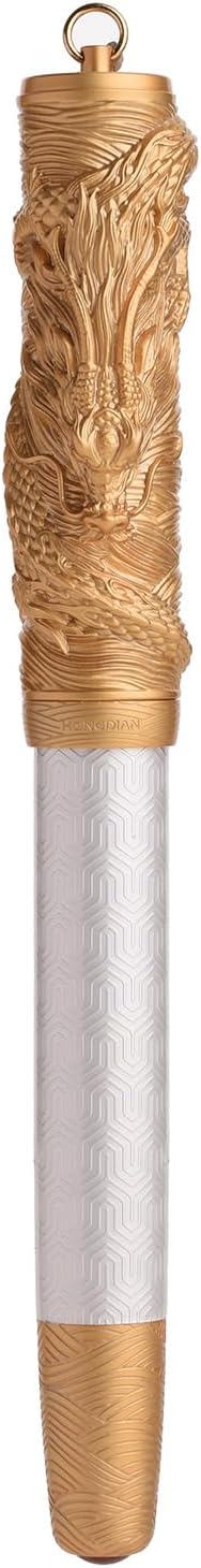 Hongdian A24 Fountain Pen Fine Nib, Snow White & Golden Dragon Stereoscopic Carving Cap Design
