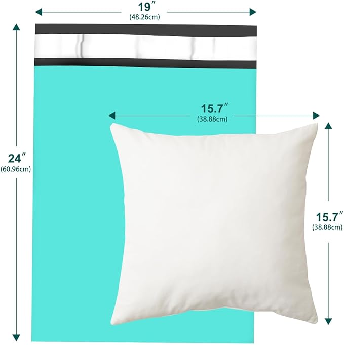 Large Poly Mailers 19x24 Inch 100 Pack, Shipping Bags for Clothing with Self-Sealing Tear-Resistant, Waterproof Poly Bags, Mailing Envelopes for Small Business (Teal)