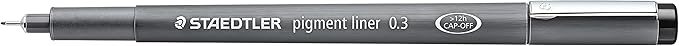STAEDTLER Pigment Liner, Fineliner Pen for Drawing, Drafting, Journaling, 0.3mm, Black, Box of 5 Pens, 308 03-9M