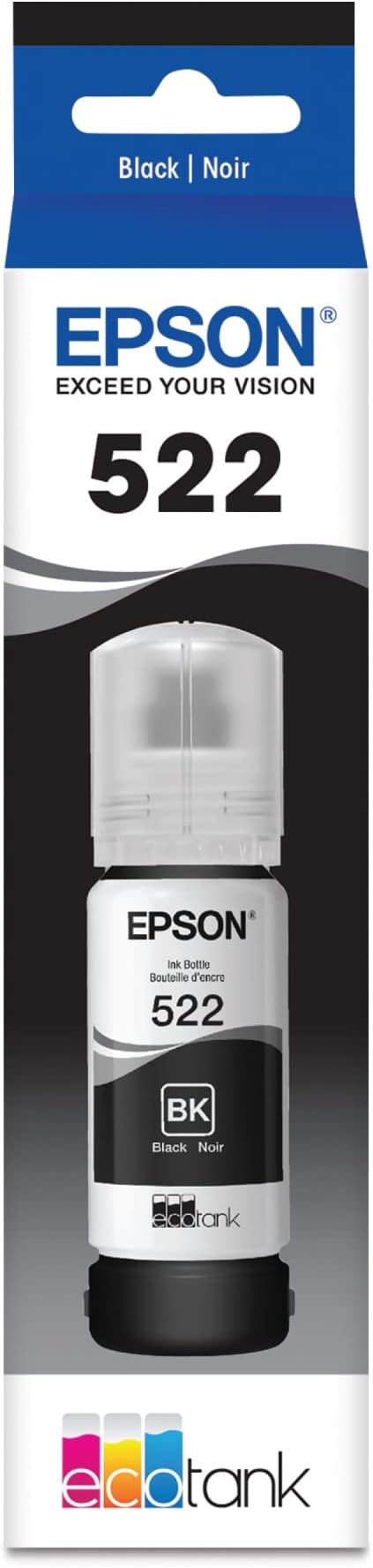 Epson EcoTank ET-2800 Wireless Color All-in-One Cartridge-Free Supertank Printer & 522 EcoTank Ink Ultra-high Capacity Bottle Black (T522120-S)