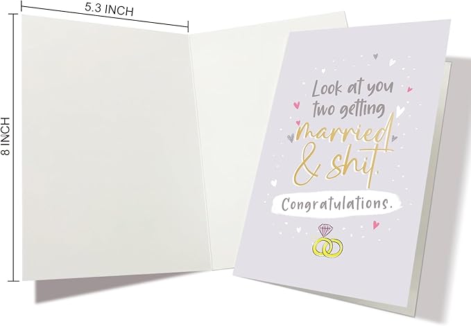 Nchigedy Funny Marriage Congratulations Card, Rude Engagement Card for Friend, Hilarious Wedding Card, Looking at you two get married