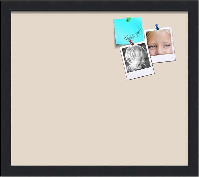 PinPix 16x14 Inch Cork Bulletin Board. This Decorative Framed Pin Board Comes with Desert Pastel Design and a Satin Black Frame. Ideal for Home Office Decor or Message Board (PinPix-1815)