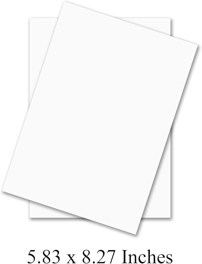 A5 Premium White Cardstock| For Copy, Printing, Writing | 5.83" x 8.27" inches (148 x 210 mm - Half of A4) | 100 Sheets Per Pack | 100 lb