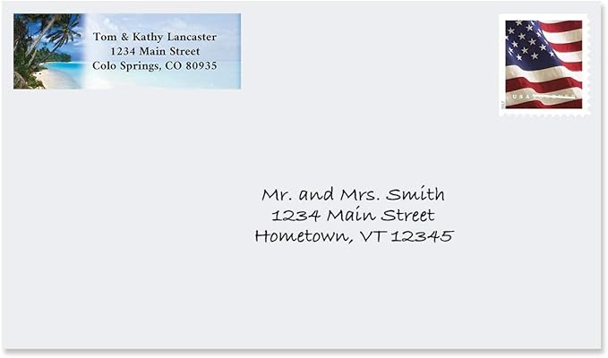 Colorful Images Tropical Paradise Rolled Personalized Return Address Mailing Labels with Dispenser, Customize with Name & Shipping Address, 500 ¾” x 2½” Self Adhesive, Easy Peel Label Roll