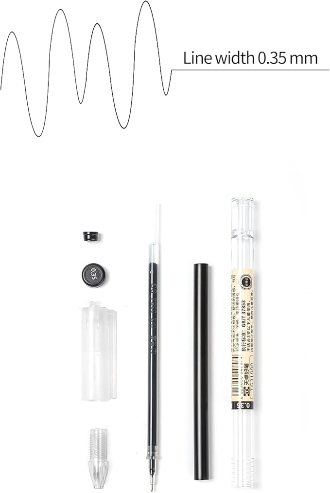 BEMLP Gel Ink Pen Extra Fine Point Pens Ballpoint Pen 0.35mm Black for Japanese Office School Stationery Supply 12 Pieces