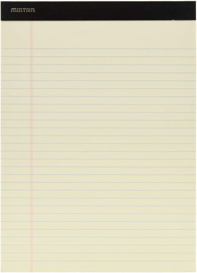 Mintra Office Legal Pads, ((Basic 6pk - (Pastel Version #2), 8.5in x 11in, Wide Ruled)), 50 Sheets per Notepad, Micro perforated Writing Pad, Notebook Paper for School, College, Office, Work