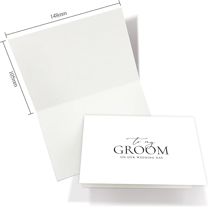 Set of 2 Wedding Cards for Bride and Groom with Matching Envelopes, To My Bride on our Wedding Day Card, To My Groom on our Wedding Day Card.（Groom/Bride A）