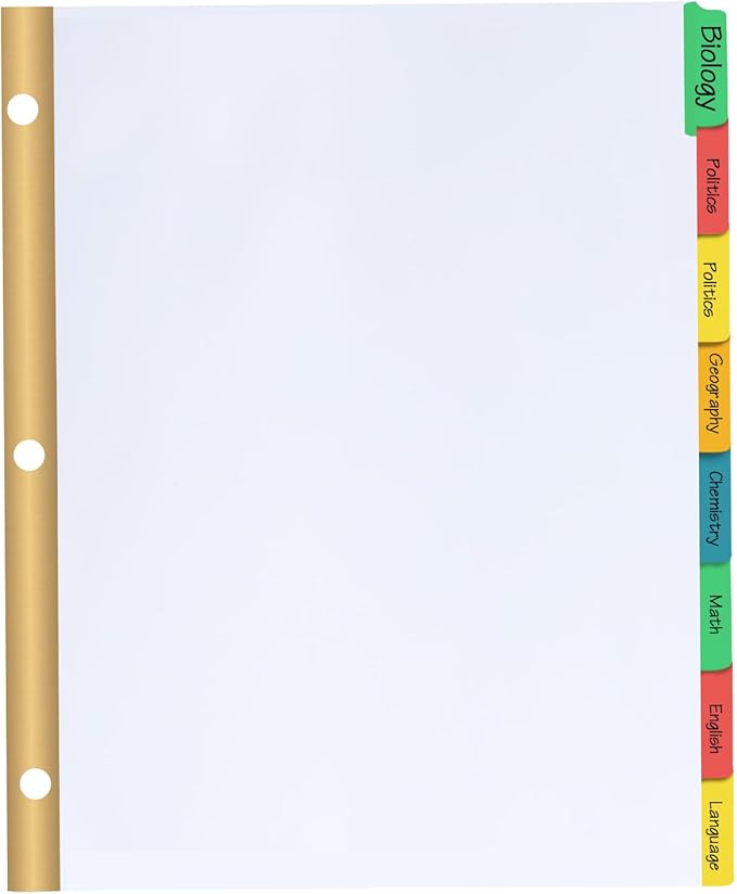 Binder Divider, PANDRI 120 Pack Binder Index White Dividers with 8 Tabs, Letter Size Paper Binder Divider for School Office Home Business