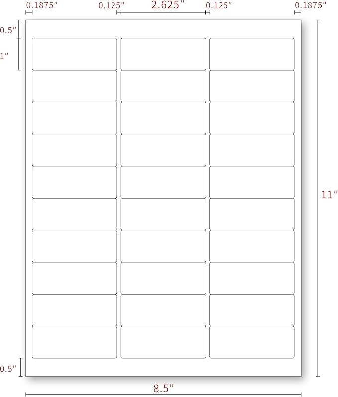 Address Labels for Printer 7500 Labels - 1" x 2-5/8", Mailing, Storage & Pantry Organization, Laser/Inkjet Compatible, 30 Per Page, 250 Sheets