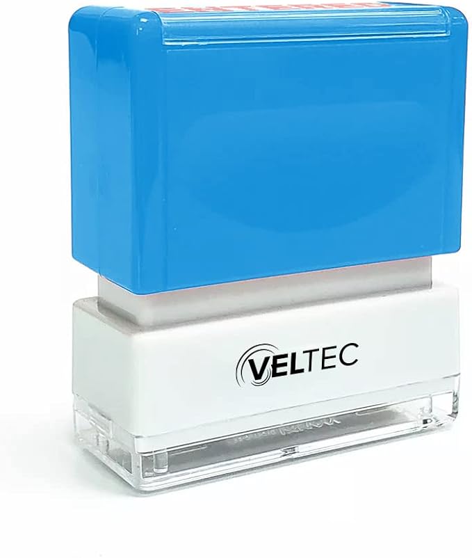 Veltec Premium Pre-Inked Message Stamp, Red Ink (Paid)