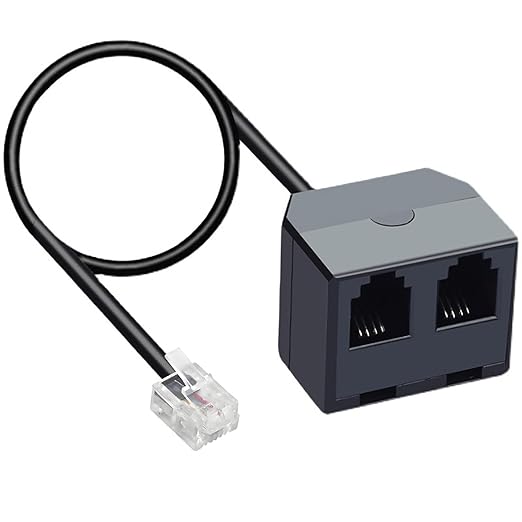 RJ11 1 to 2 Phone Line Splitter 6P4C Plugs Four Core Adapter with 4.8inch Cable for Telephone Fax Machine (1)