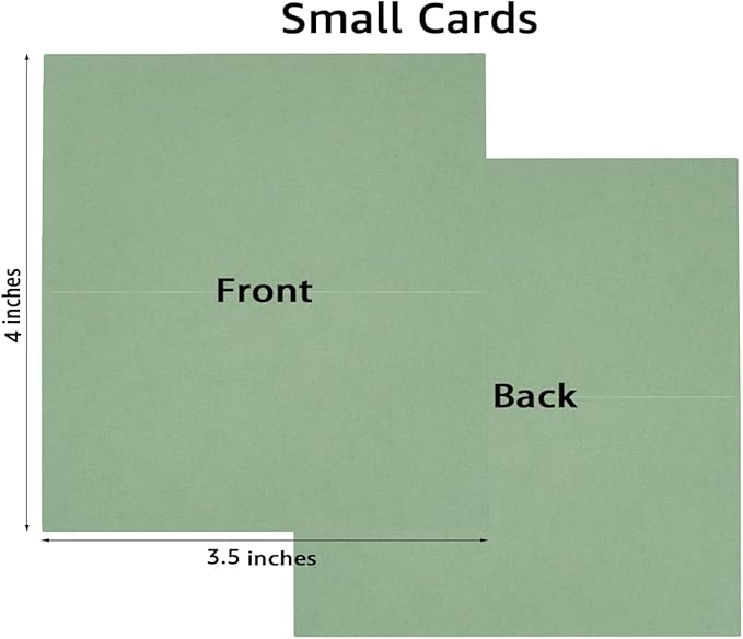 50 Pack Blank Cards Folded Cardstock Thank You Blank Greeting Cards for Invitations, Wedding, Greeting Cards, All Occasion DIY (Sage Green, 2x3.5)
